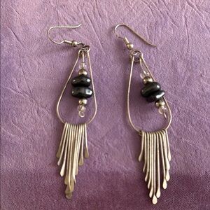 Silver and Black Dangle Earrings
